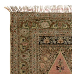 3.7x5.3 Ft Antique Silk Kayseri Prayer Rug, Ca 1910