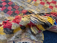 3.7x5.6 Ft Antique Turkish Tulu Rug with Checkered Design