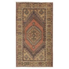 3.7x5.8 Ft Bellissimo tappeto orientale vintage fatto a mano in lana con stile tribale