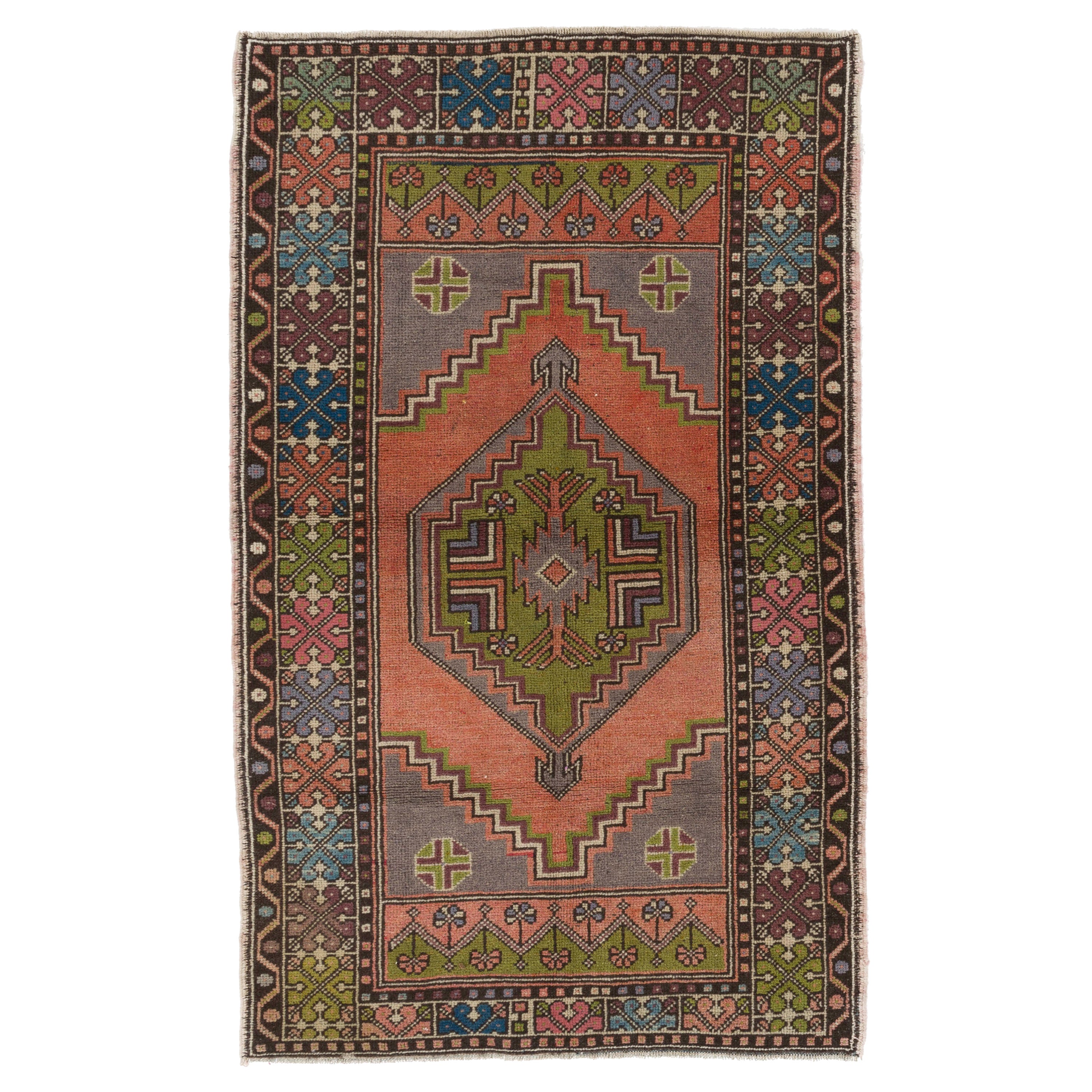 3.7x6 Ft Traditioneller türkischer Stammeskunst-Teppich, Vintage Orientalischer Teppich, weicher Wollflor