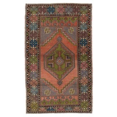 3.7x6 Ft Traditioneller türkischer Stammeskunst-Teppich, Vintage Orientalischer Teppich, weicher Wollflor