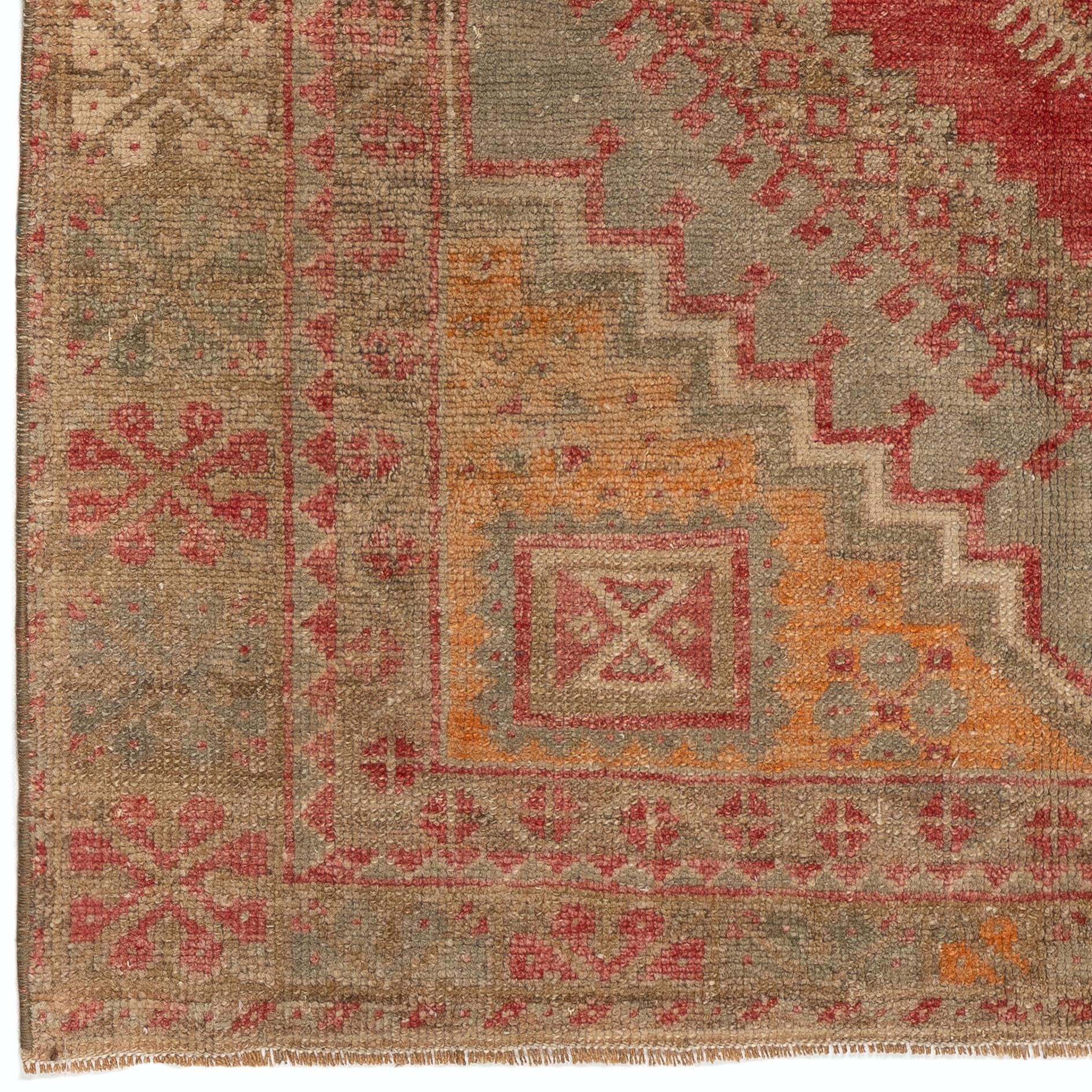 Alfombra de acento anatolia tradicional vintage anudada a mano de estilo tribal de 3,7x6 pies Turco en venta
