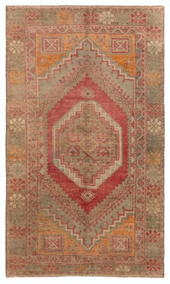 Alfombra de acento anatolia tradicional vintage anudada a mano de estilo tribal de 3,7x6 pies