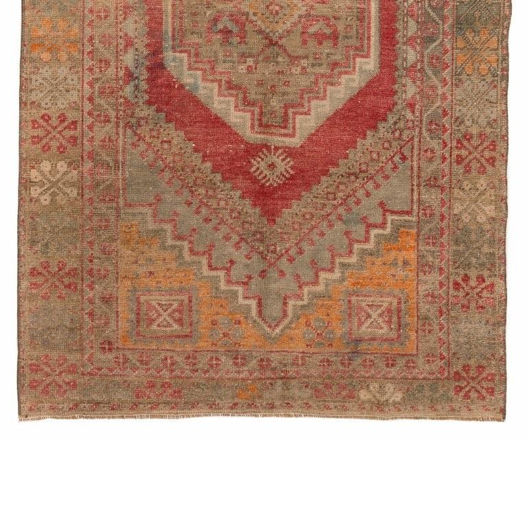 Turkish 3.7x6 Ft Traditional Vintage Hand-Knotted Anatolian Accent Rug with Tribal Style For Sale