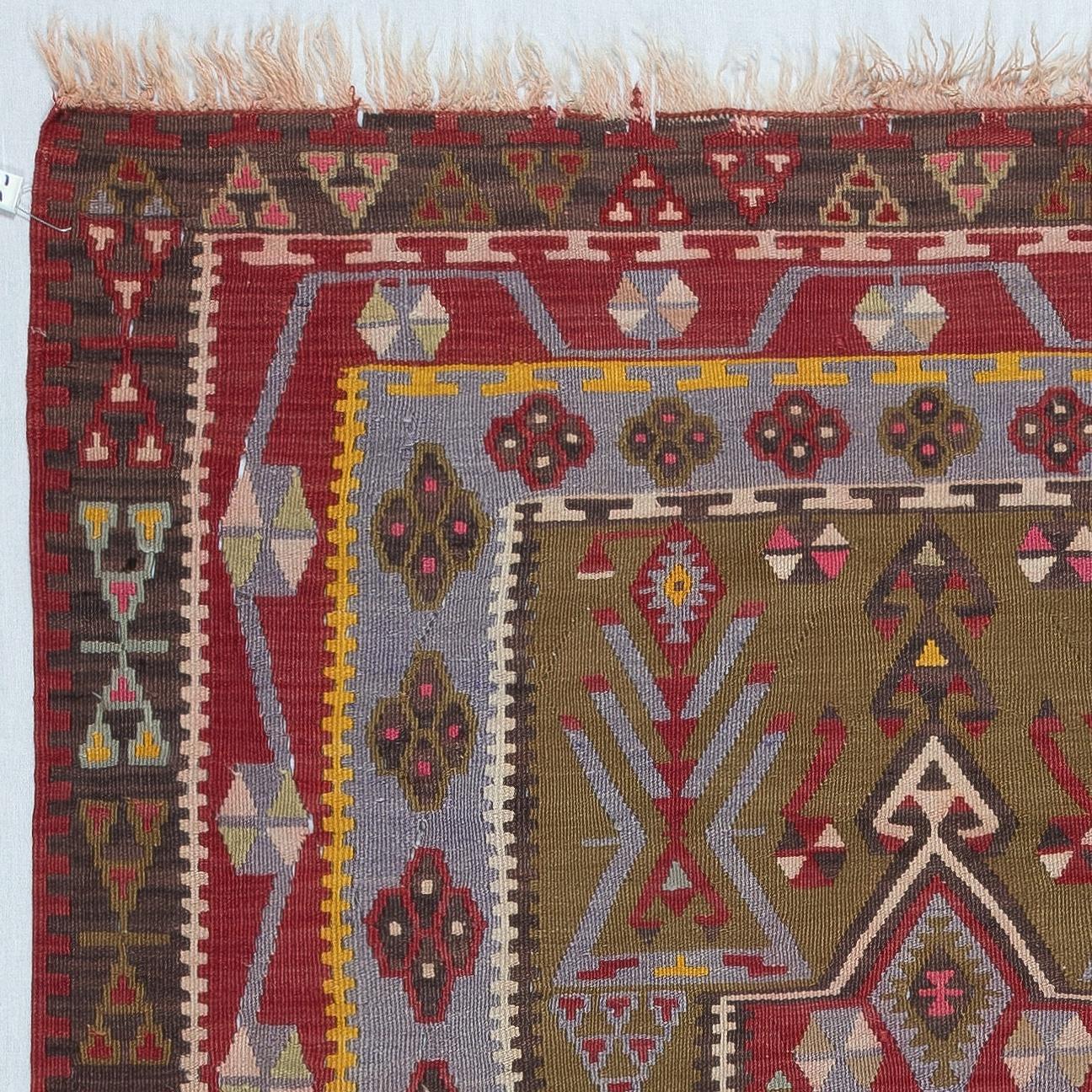 Late 20th Century 3.7x6.2 Ft Hand-Woven Turkish Kilim. 100% Wool. Vintage Flat-Weave Rug For Sale