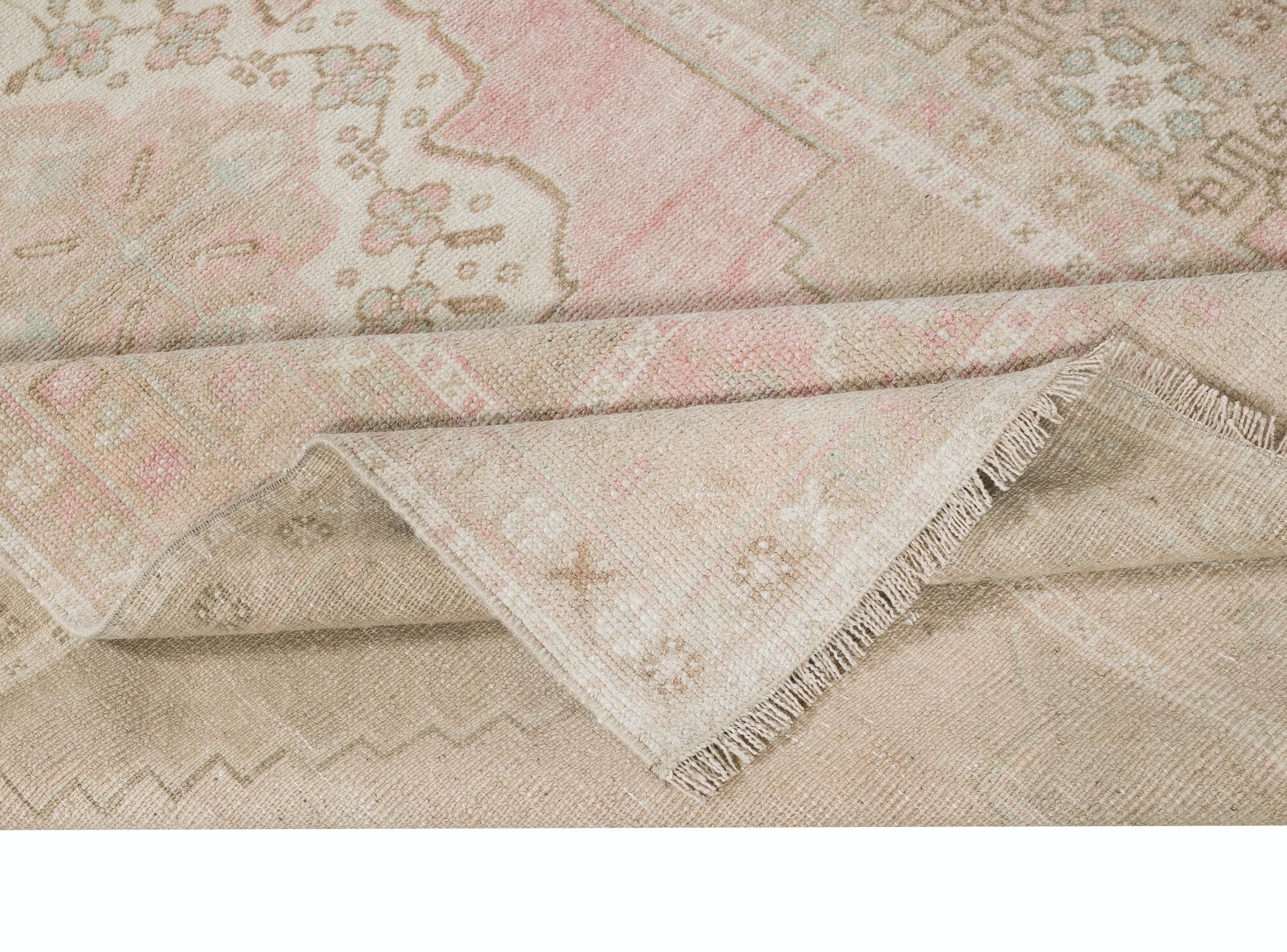 Alfombra Oriental Turca Vintage de 3,7x6,4 Pies. Alfombra única hecha a mano. 100% lana Rústico en venta