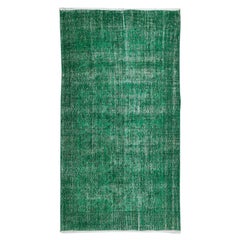 3.7x6.7 Ft Handmade Vintage Turkish Accent Rug in Green 4 Modern Home & Office