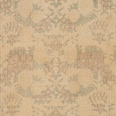 3.7x6.7 Ft Ein Paar handgeknüpfter, geblümter türkischer Vintage-Teppich in neutraler Farbe, neutral, handgeknüpft