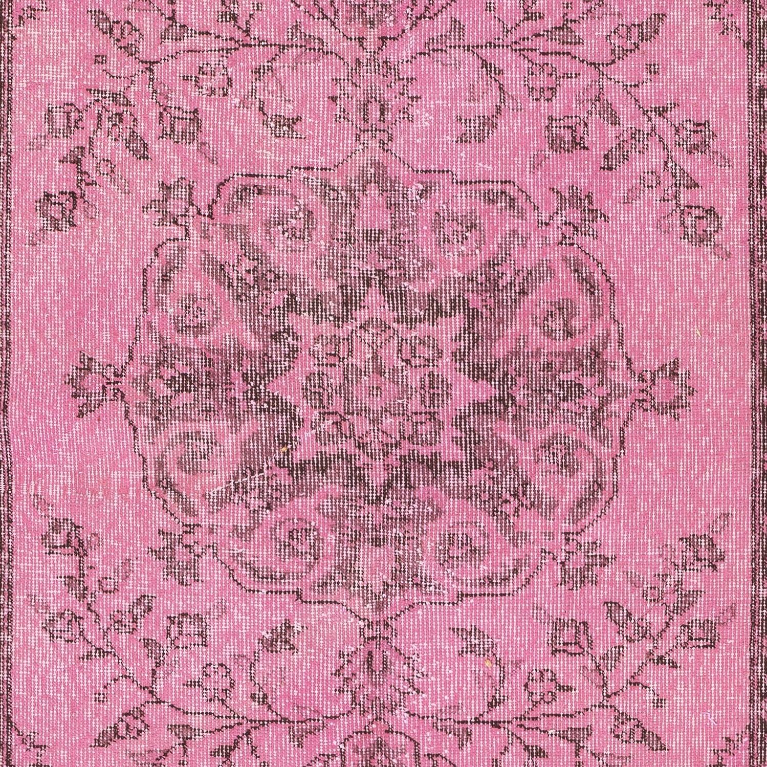 3.7x6.7 Ft Rosa Vintage Teppich für moderne Haus und Büro. Handgeknüpft in der Türkei (Türkisch) im Angebot