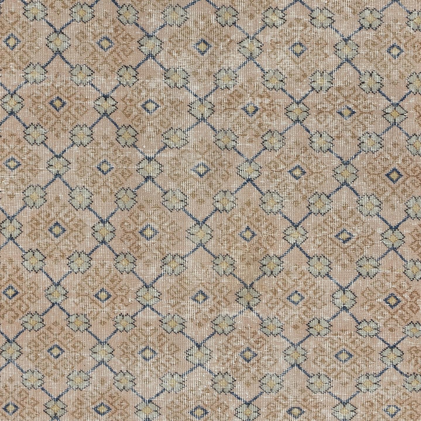 3.7x6.7 Ft Vintage Handmade Pink Turkish Accent Rug with Floral Design In Good Condition For Sale In Spring Valley, NY