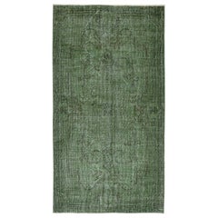 3.7x6.7 Ft Vintage Rug Overdyed in Grün für modernes Interieur. Handgefertigt in der Türkei