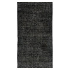 3.7x6.8 Ft handgeknüpft Vintage Türkisch Teppich Redyed in Schwarz für moderne Innenräume