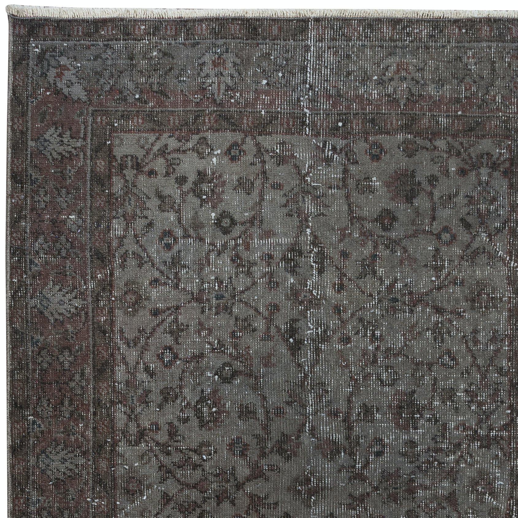 3.7x6,8 Ft Handgefertigter türkischer Teppich in Dunkelgrau, Großer 4 moderner Inneneinrichtung (Türkisch) im Angebot