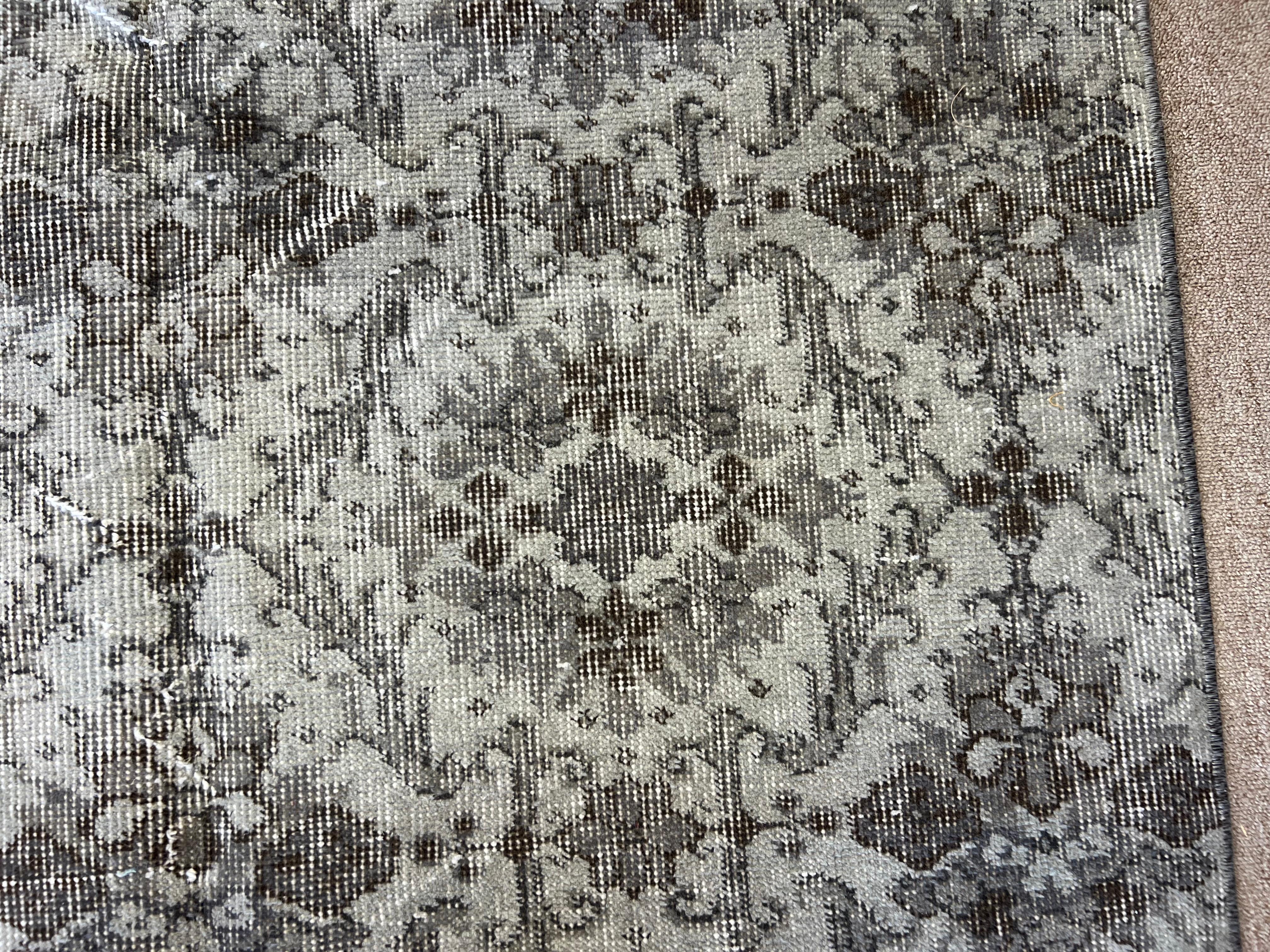 3.7x6.8 Ft Vintage Handmade Turkish Deco Wool Rug, Floral Pattern Floor Covering For Sale 2