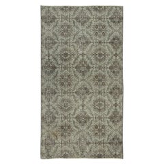 Vintage Handmade Turkish Deco Wool Rug, Floral Pattern Floor Covering