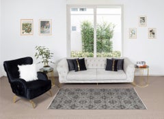 3.7x6,8 Ft handgefertigter türkischer Deko-Wollteppich mit Blumenmuster, Bodenbezug