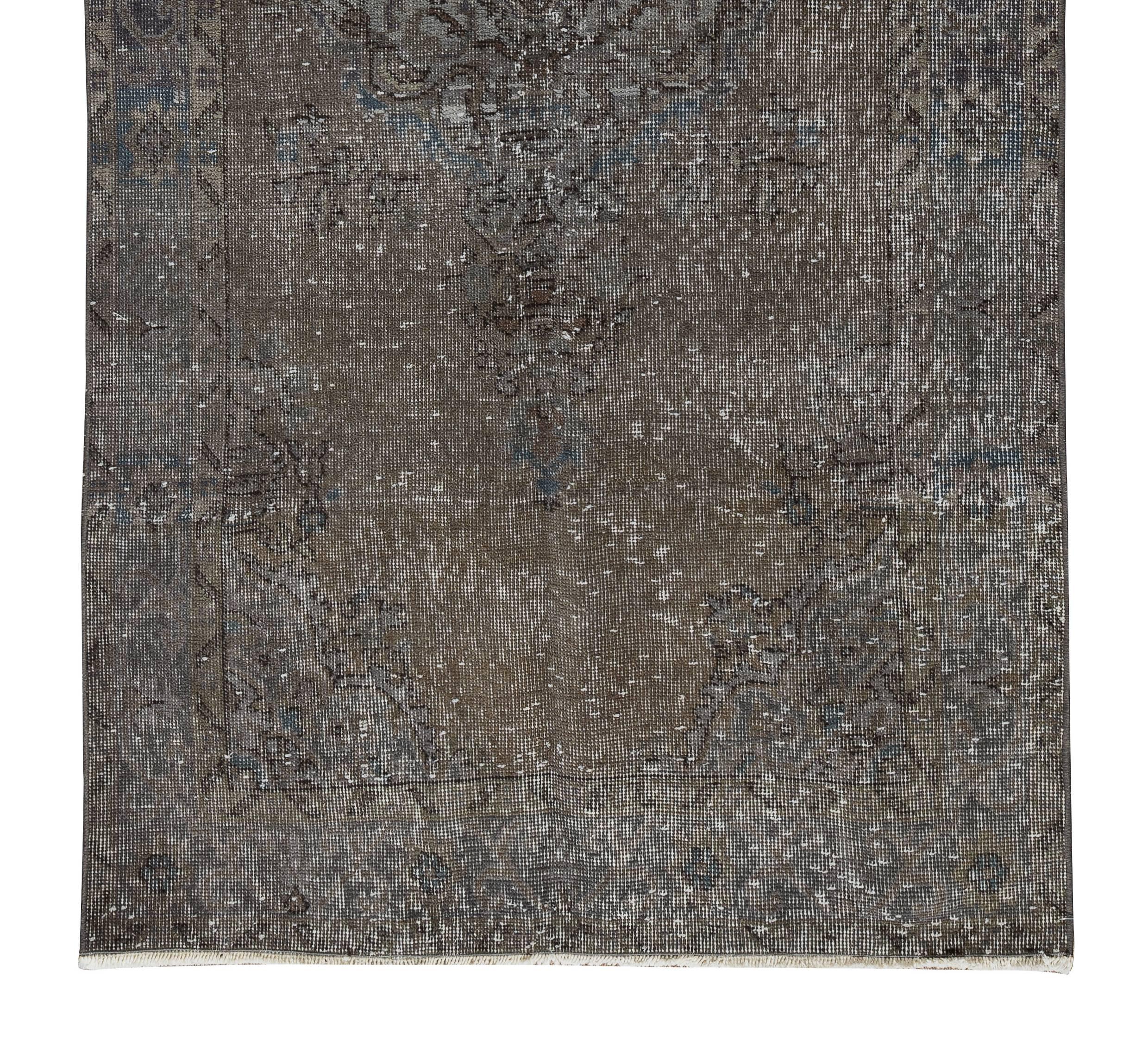 20th Century Handmade Turkish Accent Rug in Brown and Gray, Modern Exclusive Carpet For Sale