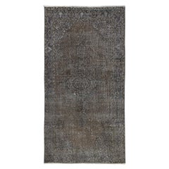 3.7x6.9 Ft Handmade Turkish Accent Rug in Brown & Gray. Tapis moderne exclusif