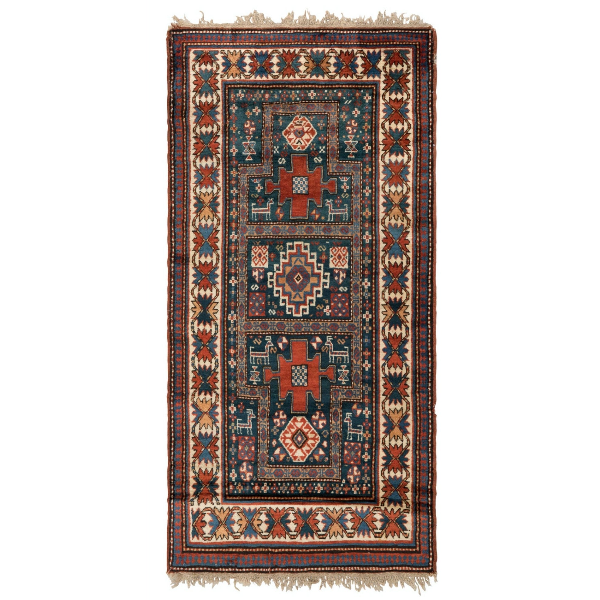 3.7x7 Ft Antique Karachopt Kazak Rug, South Caucasus, Late 19th Century