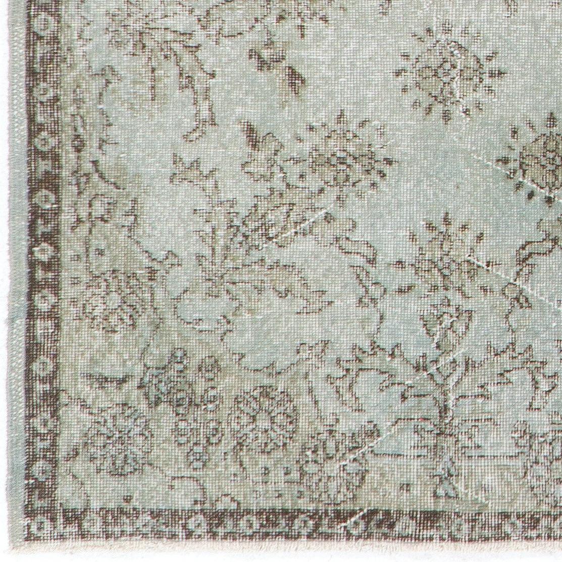 Alfombra contemporánea de lana turca de 3,7 x 7 pies en azul claro, anudada a mano en Turquía Moderno en venta