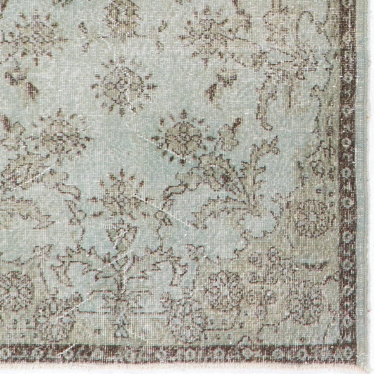 Alfombra contemporánea de lana turca de 3,7 x 7 pies en azul claro, anudada a mano en Turquía Tejido a mano en venta