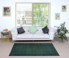 3.7x7 Ft Dark Green Handmade Accent Rug from Turkey. Great 4 Modern Interiors