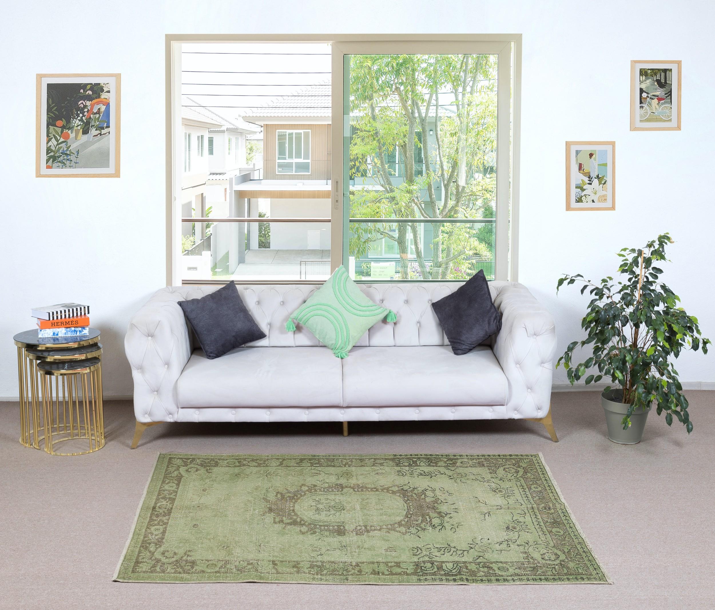Our over-dyed rugs are all hand-knotted vintage pieces that are recreated in our workshop to cater to a wider range of interior design choices from modern to coastal, from industrial to rustic/cottage. These 50 to 70 year-old rugs were hand-knotted