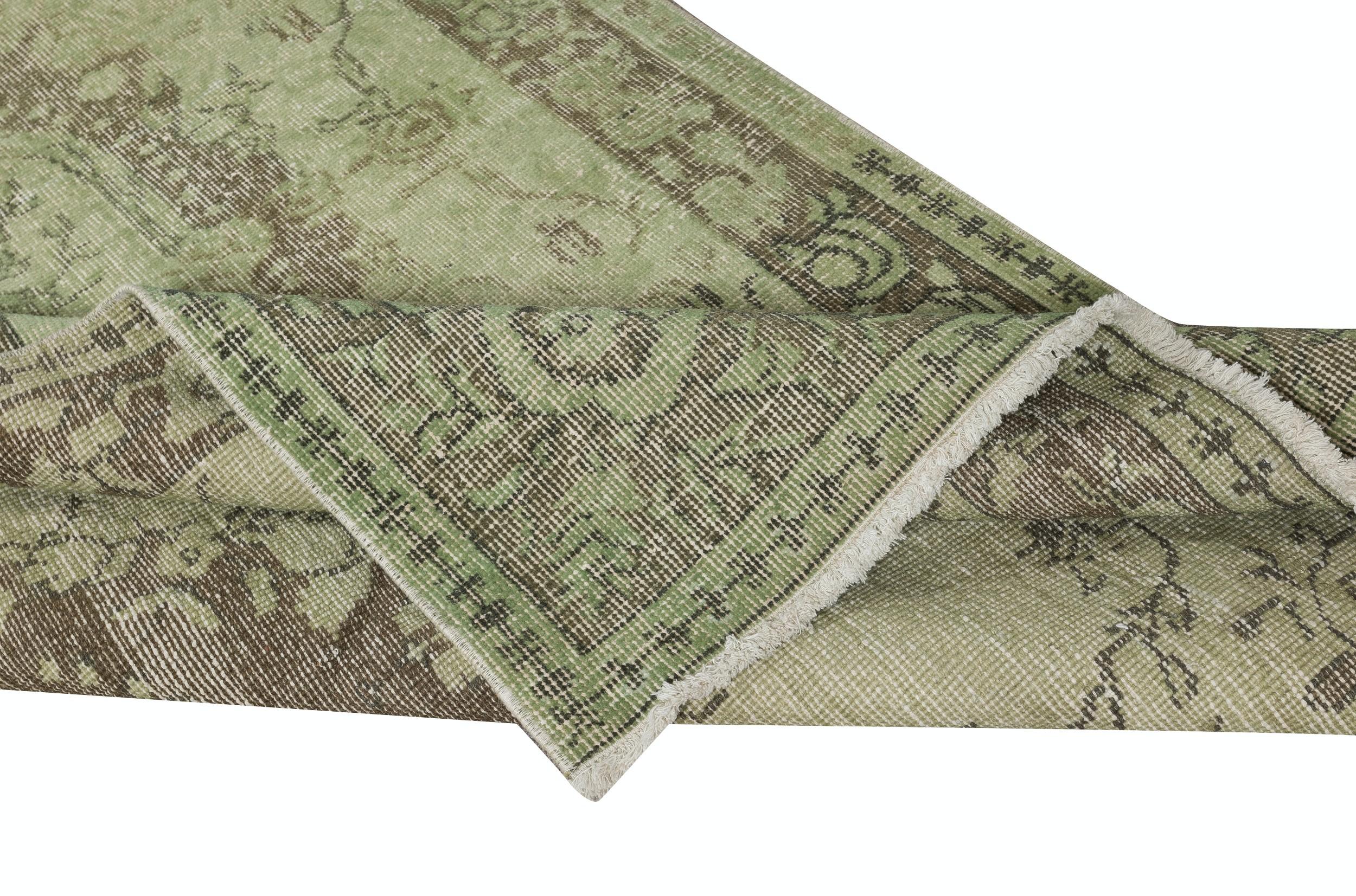Hand-Knotted 3.7x7 Ft Modern Handmade Baroque Design Turkish Accent Rug in Light Green Color For Sale