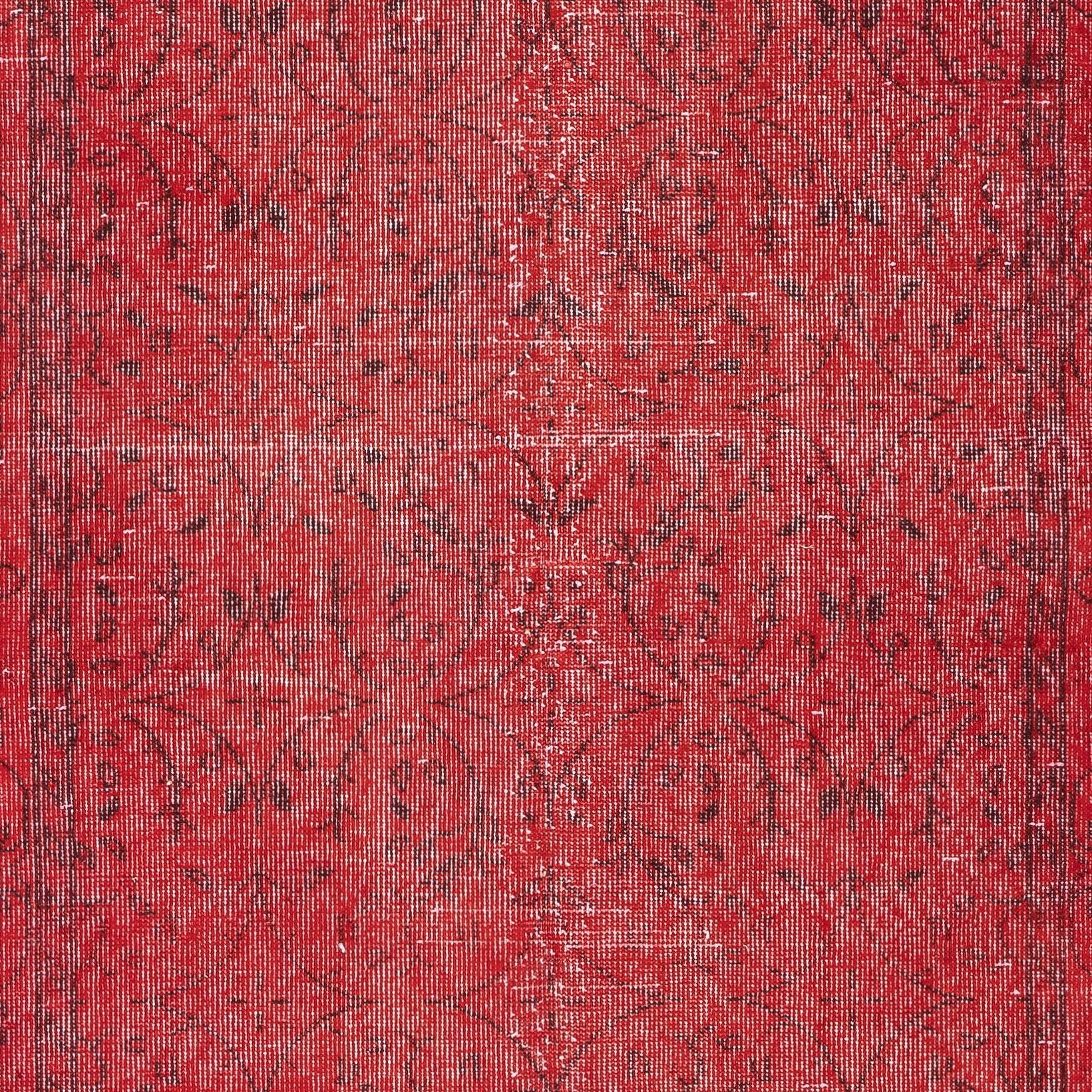 3.7x7 Ft Moderner Türkischer Wollteppich. Vintage Red Overdyed Handmade Area Rug im Zustand „Gut“ im Angebot in Spring Valley, NY