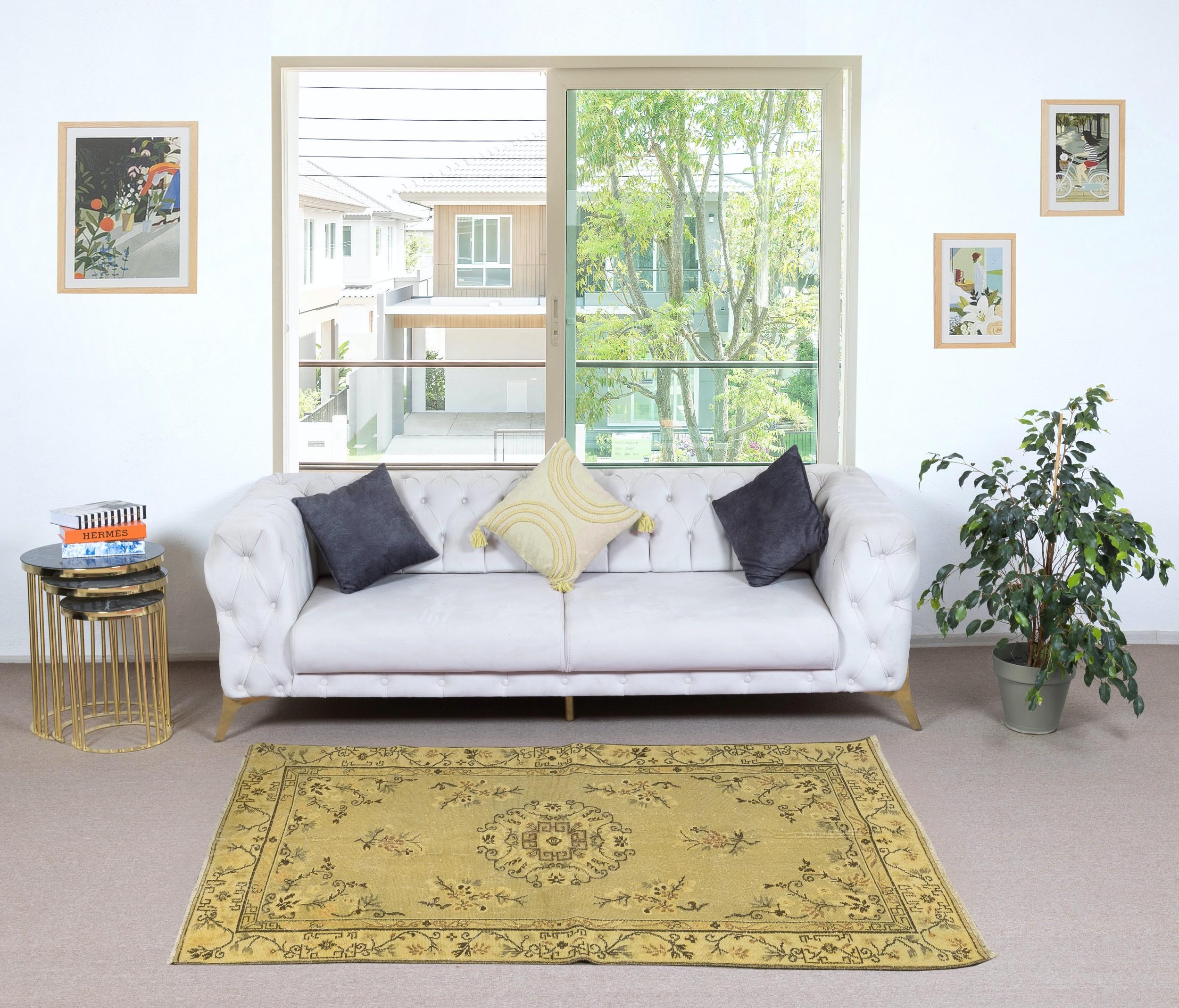 Our over-dyed rugs are all hand-knotted vintage pieces that are recreated in our workshop to cater to a wider range of interior design choices from modern to coastal, from industrial to rustic/cottage. These 50 to 70 year-old rugs were hand-knotted