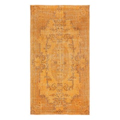 3.7x7 Ft Orange Redyed Vintage Rug für moderne Innenräume. Handgeknüpft in der Türkei