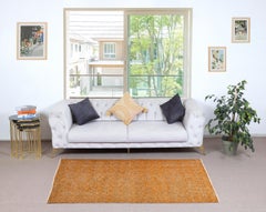3.7x7 Ft Vintage Handmade Turkish Rug Overdyed in Orange for Modern Homes