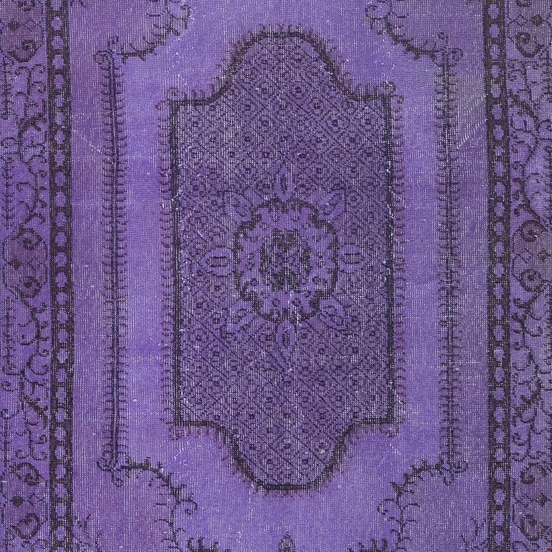 Turkish 3.7x7 Ft Violet Purple Handmade Small Rug from Turkey, Great 4 Modern Interiors For Sale
