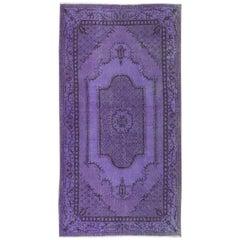 3.7x7 Ft Violeta Violeta Alfombra Pequeña Hecha a Mano de Turquía, Genial 4 Interiores Modernos