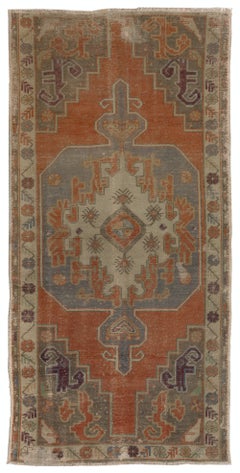 3.7x7.7 Ft Rustic Bauernhof Dekor Vintage Handmade Türkisch Dorf Teppich, alle Wolle