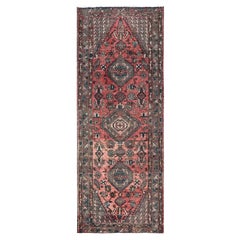 3'7 "x8'6" Blush Red Vintage Persian Shiraz Hand Knots Rugs, tappeto runner in pura lana annodato a mano