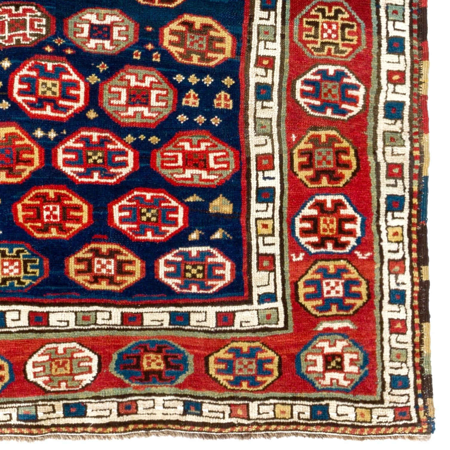 Hand-Knotted 3.7x8.7 ft Antique South East Caucasian Runner Rug, circa 1880 For Sale