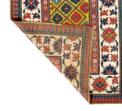 3.7x9 Ft Antique Yellow Ground Caucasian Kazak Rug. Ca 1880