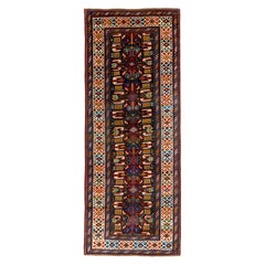 3.7x9.5 Ft Antique Caucasian Kuba  Runner, Top Shelf Collectors Rug. Ca 1870