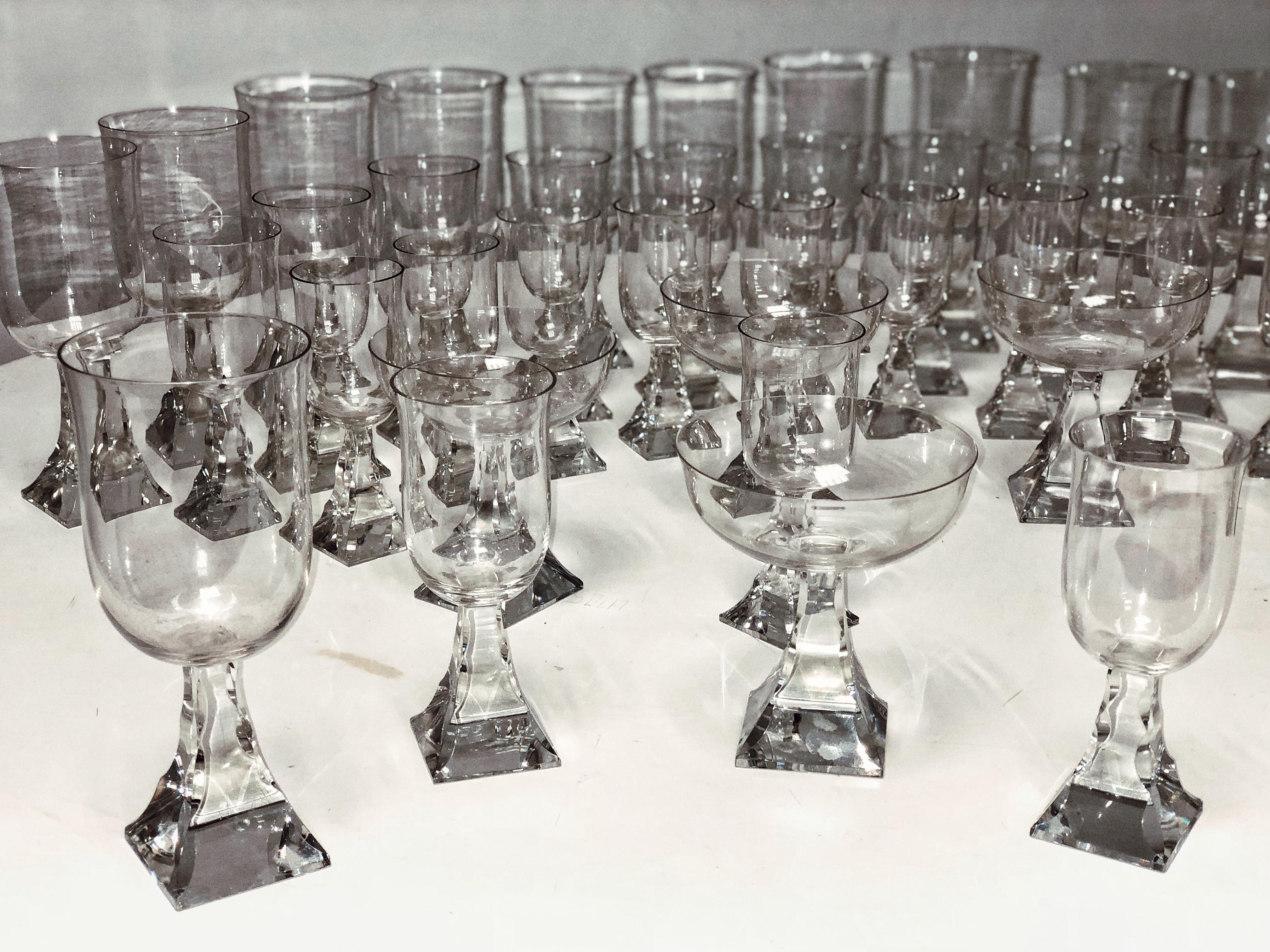 38 Antique Crystal Baccarat Stemware Glasses Set 5