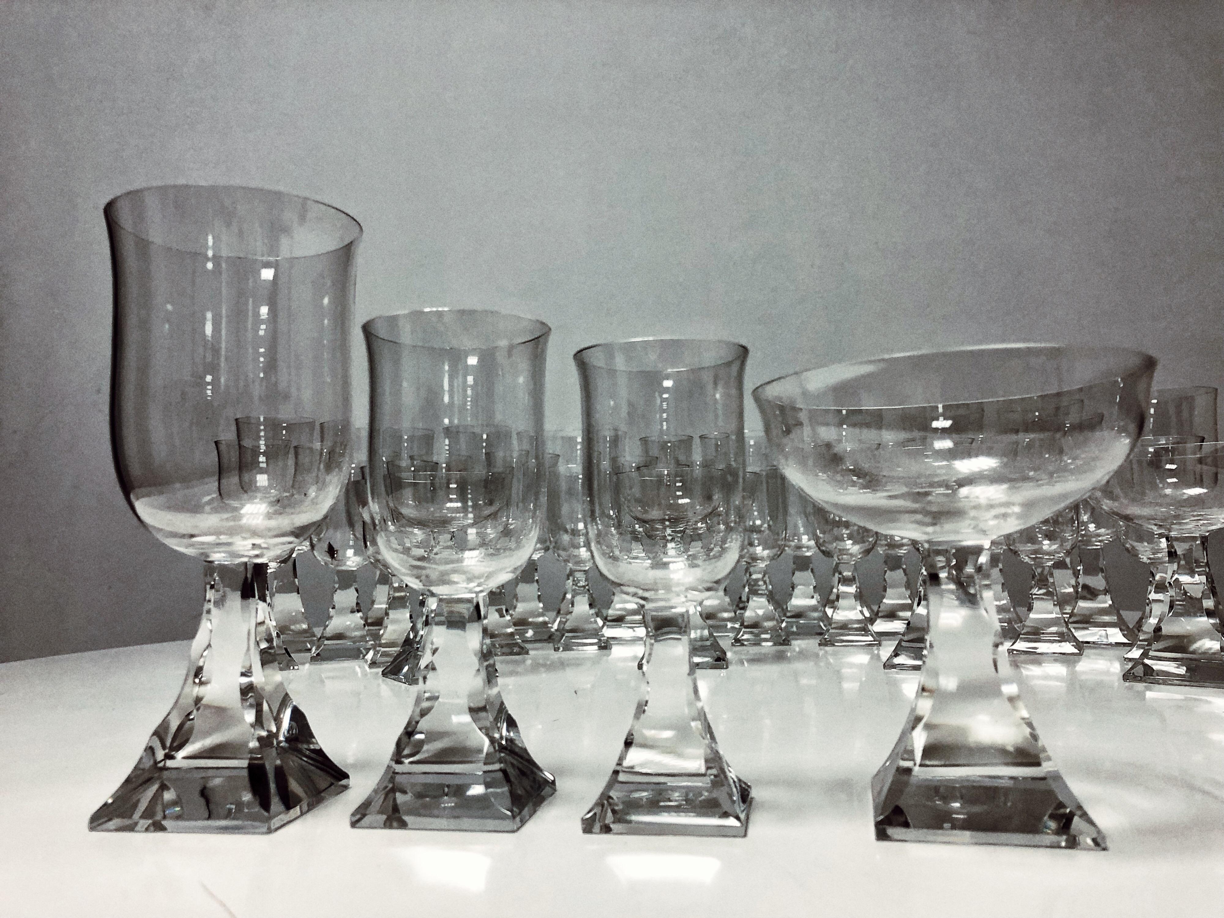 Art Deco 38 Antique Crystal Baccarat Stemware Glasses Set