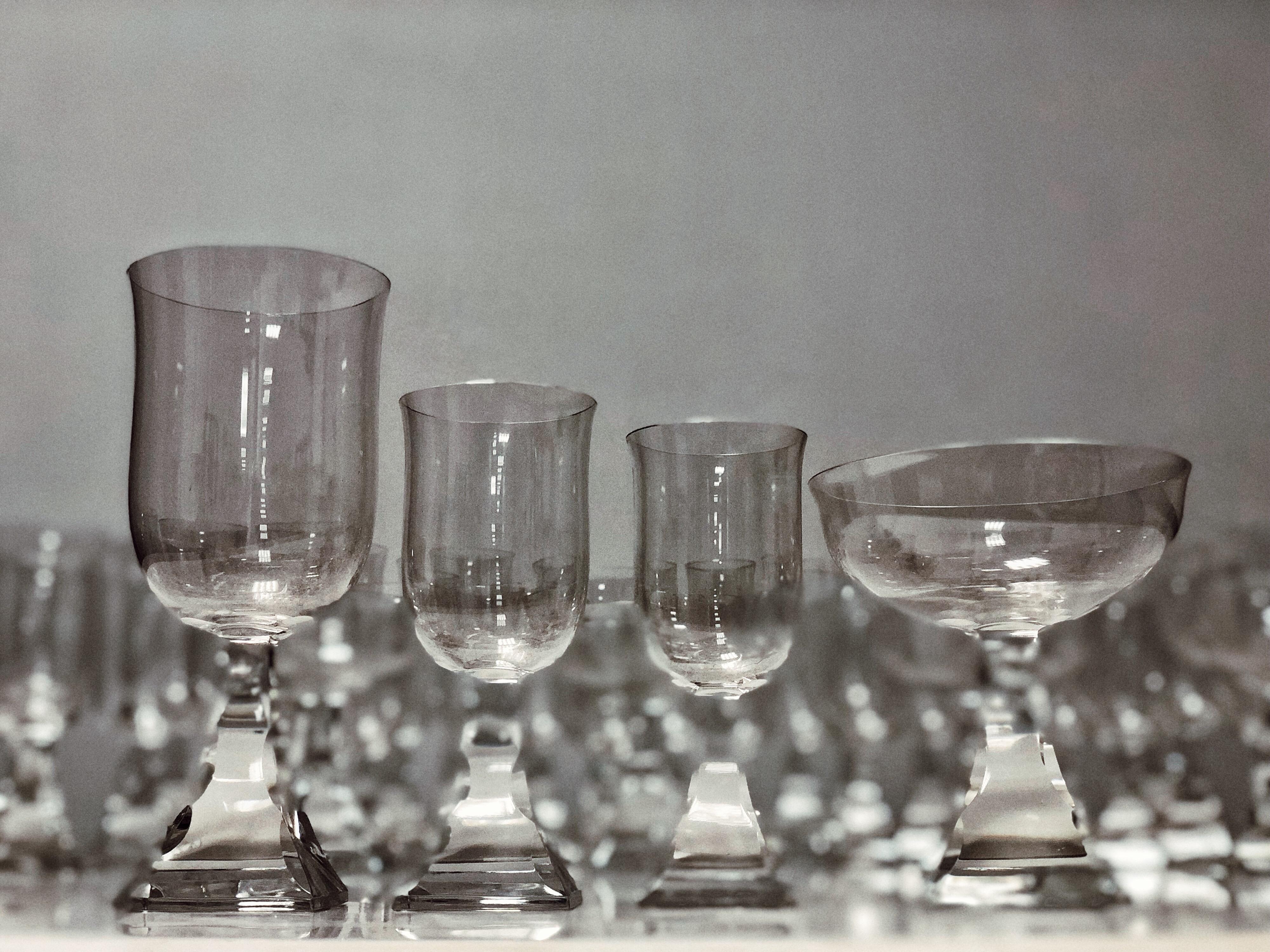 38 Antique Crystal Baccarat Stemware Glasses Set 1