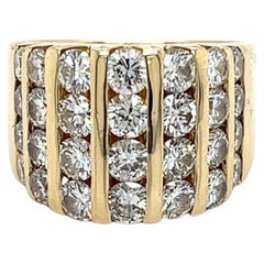 3.8 Carat Channel Set Round Cut Diamond Cluster Ring in 14k Yellow Gold