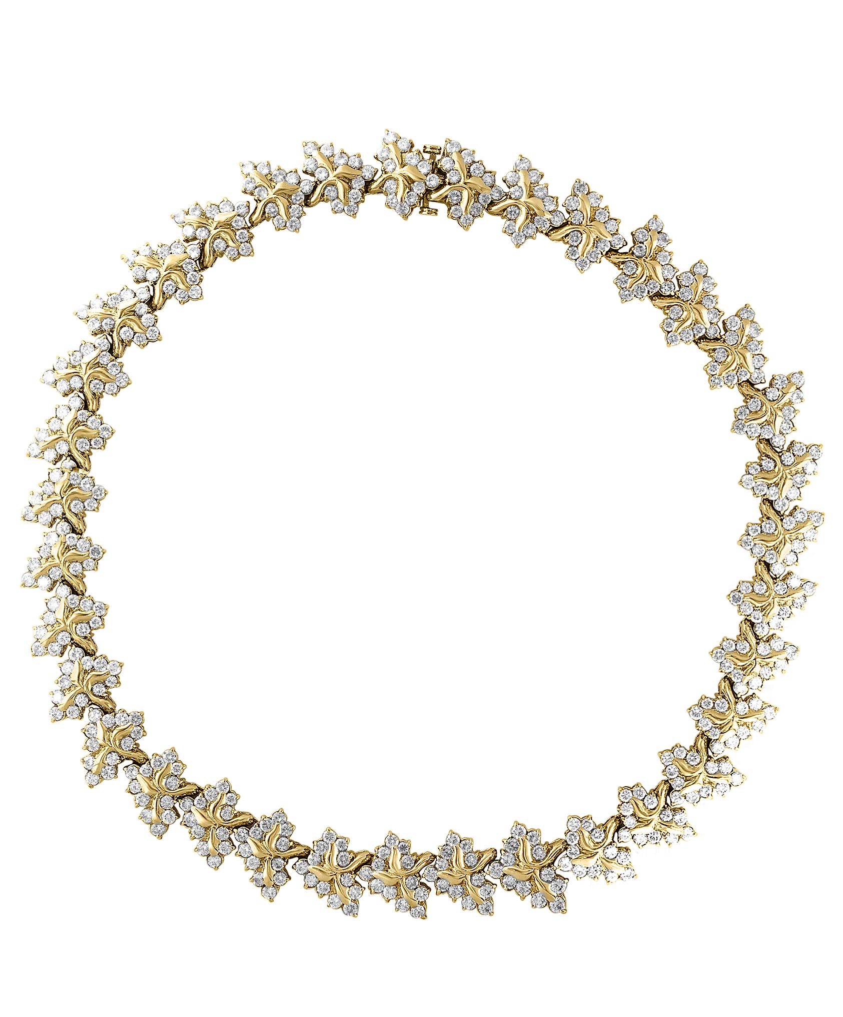 Women's 38 Carat Diamond Necklace and Bracelet 180 Grams 14 Karat Gold Bridal Suite For Sale