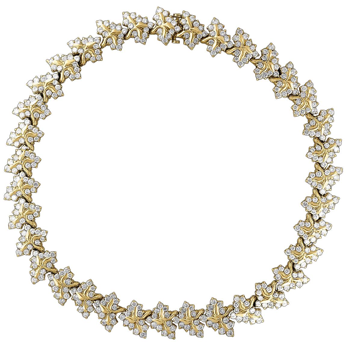 38 Carat Diamond Necklace and Bracelet 180 Grams 14 Karat Gold Bridal Suite For Sale