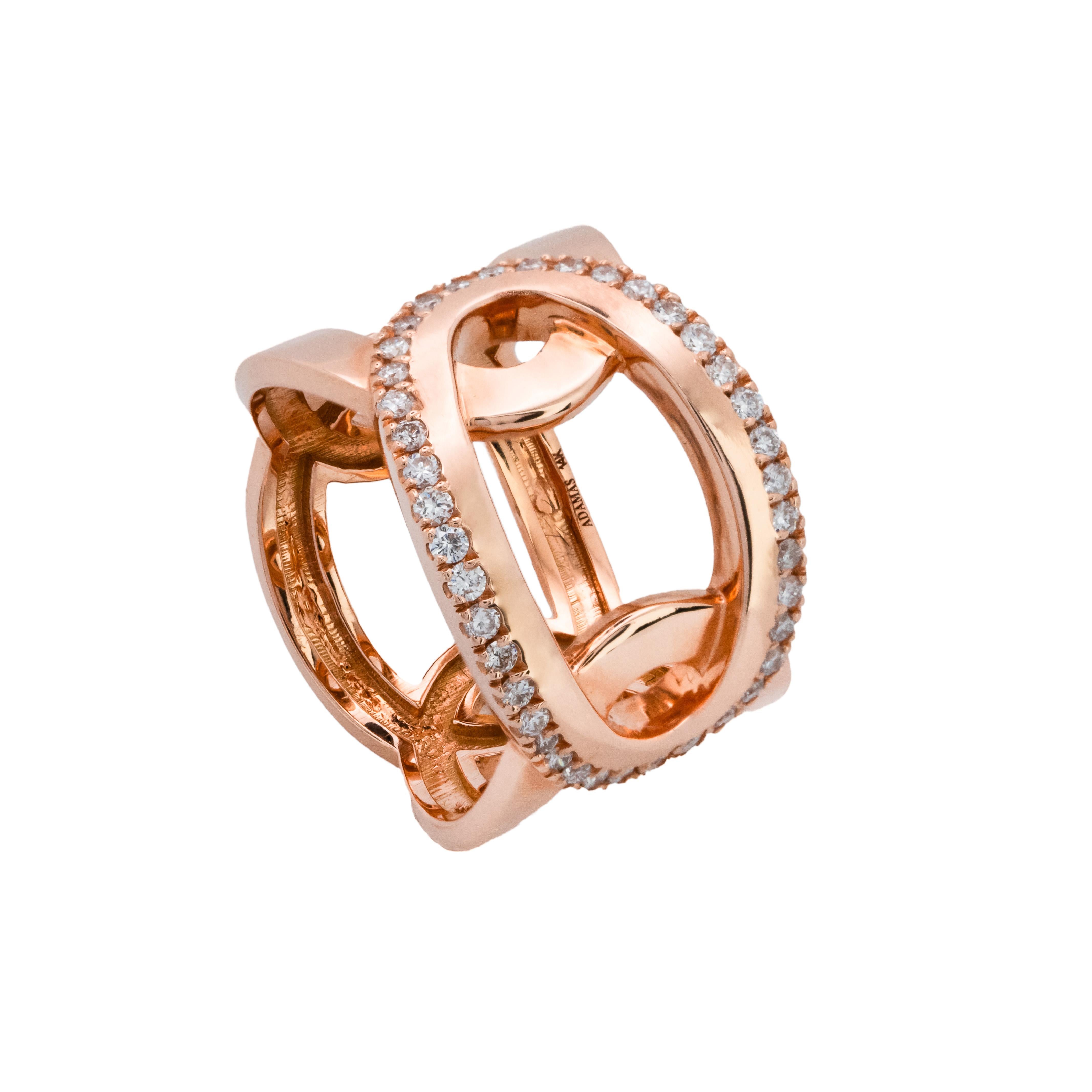 Round Cut .38 Carat Diamond Rose Gold Open Band Ring  For Sale