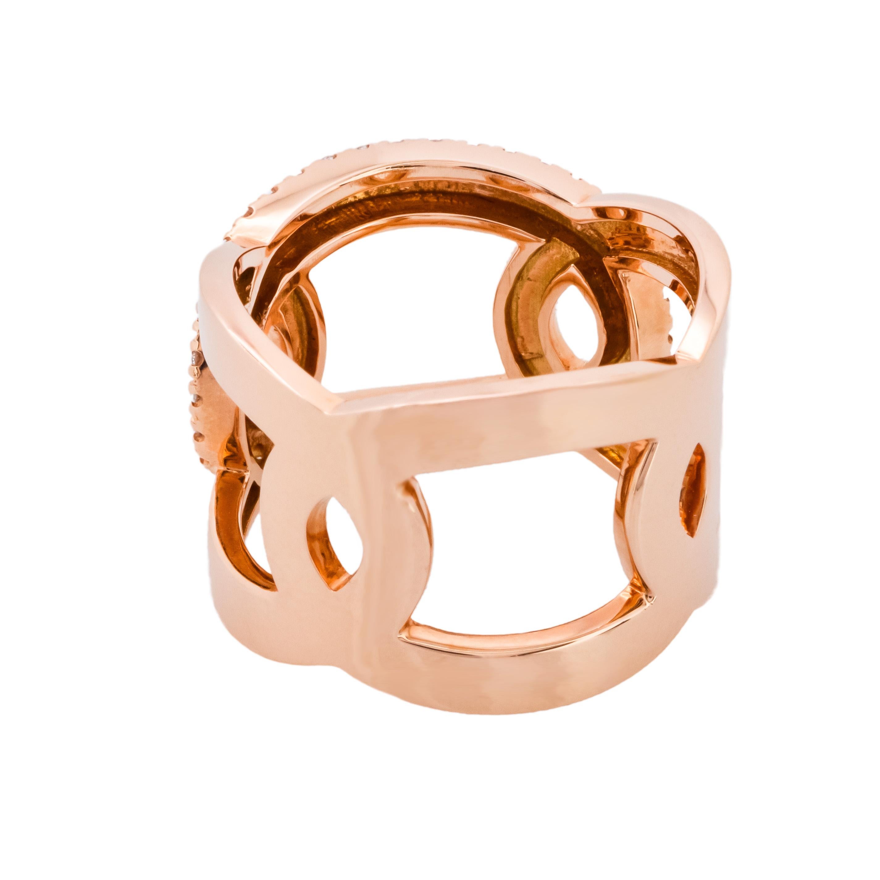 .38 Carat Diamond Rose Gold Open Band Ring  In Excellent Condition For Sale In Stamford, CT