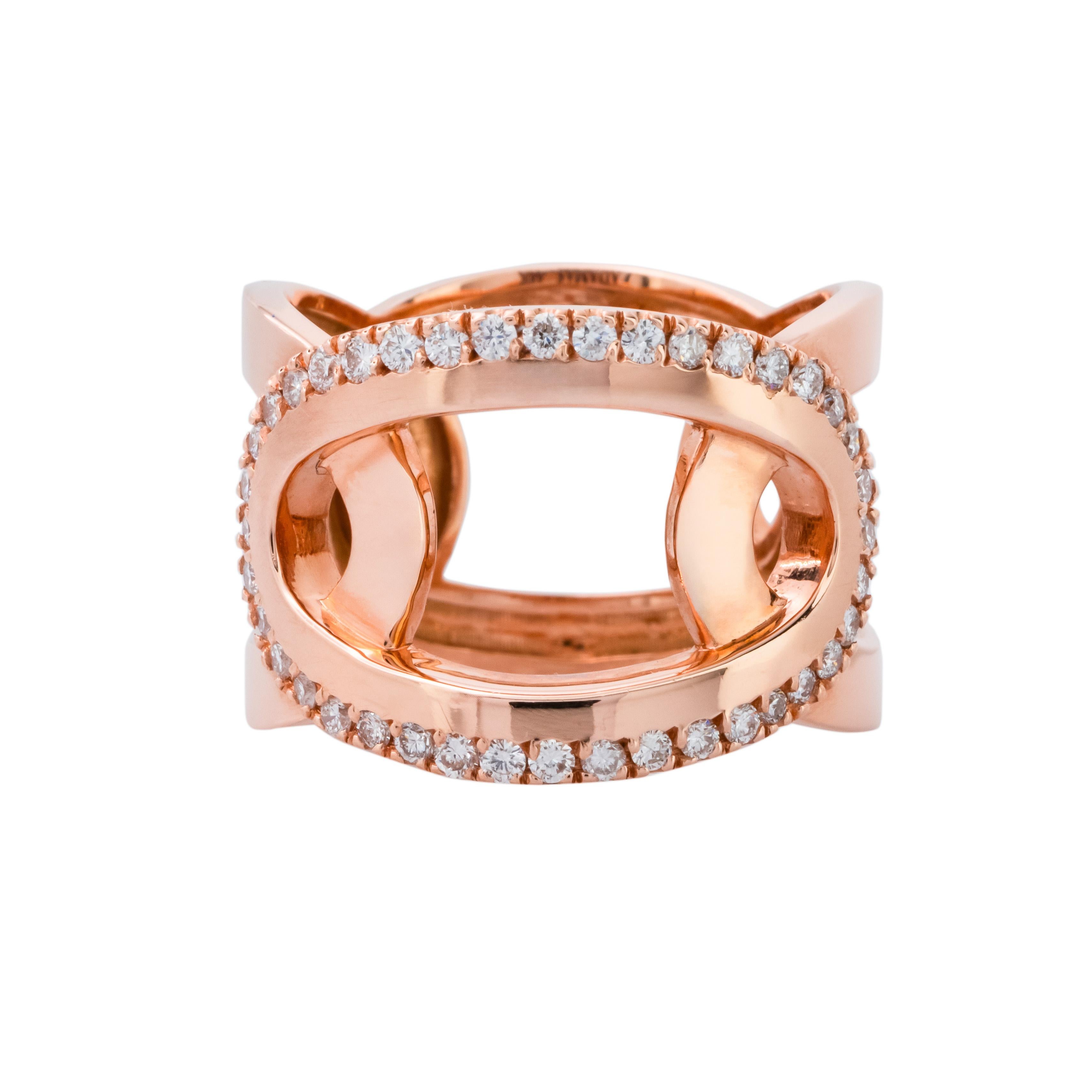 Women's .38 Carat Diamond Rose Gold Open Band Ring  For Sale