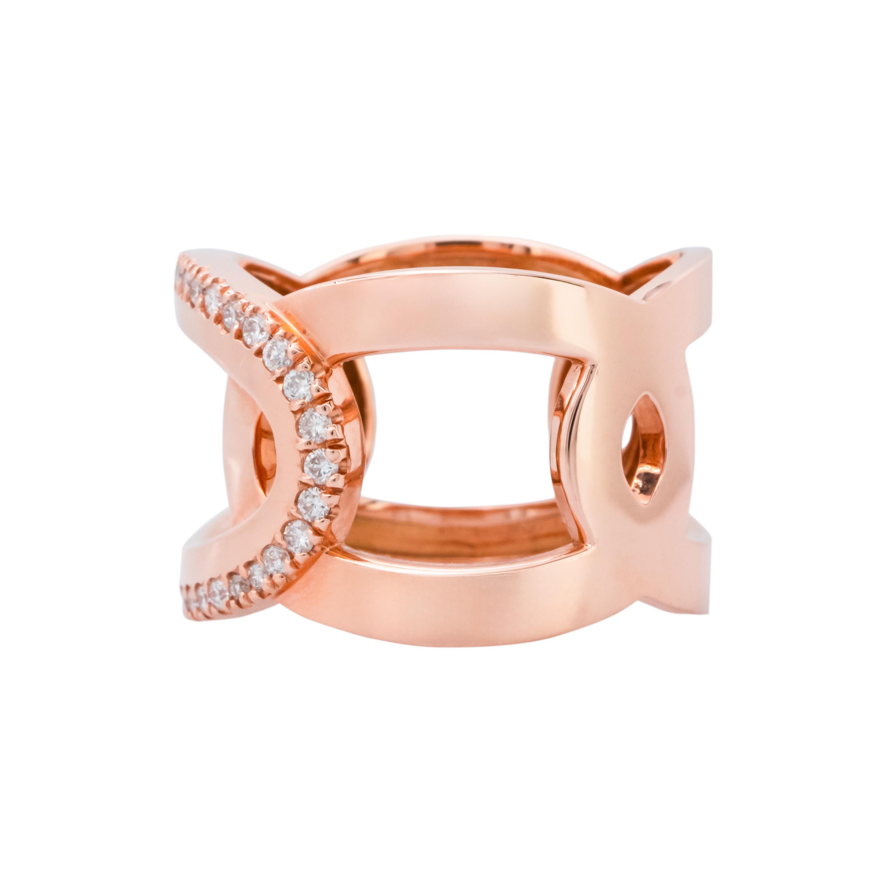 .38 Carat Diamond Rose Gold Open Band Ring  For Sale 1
