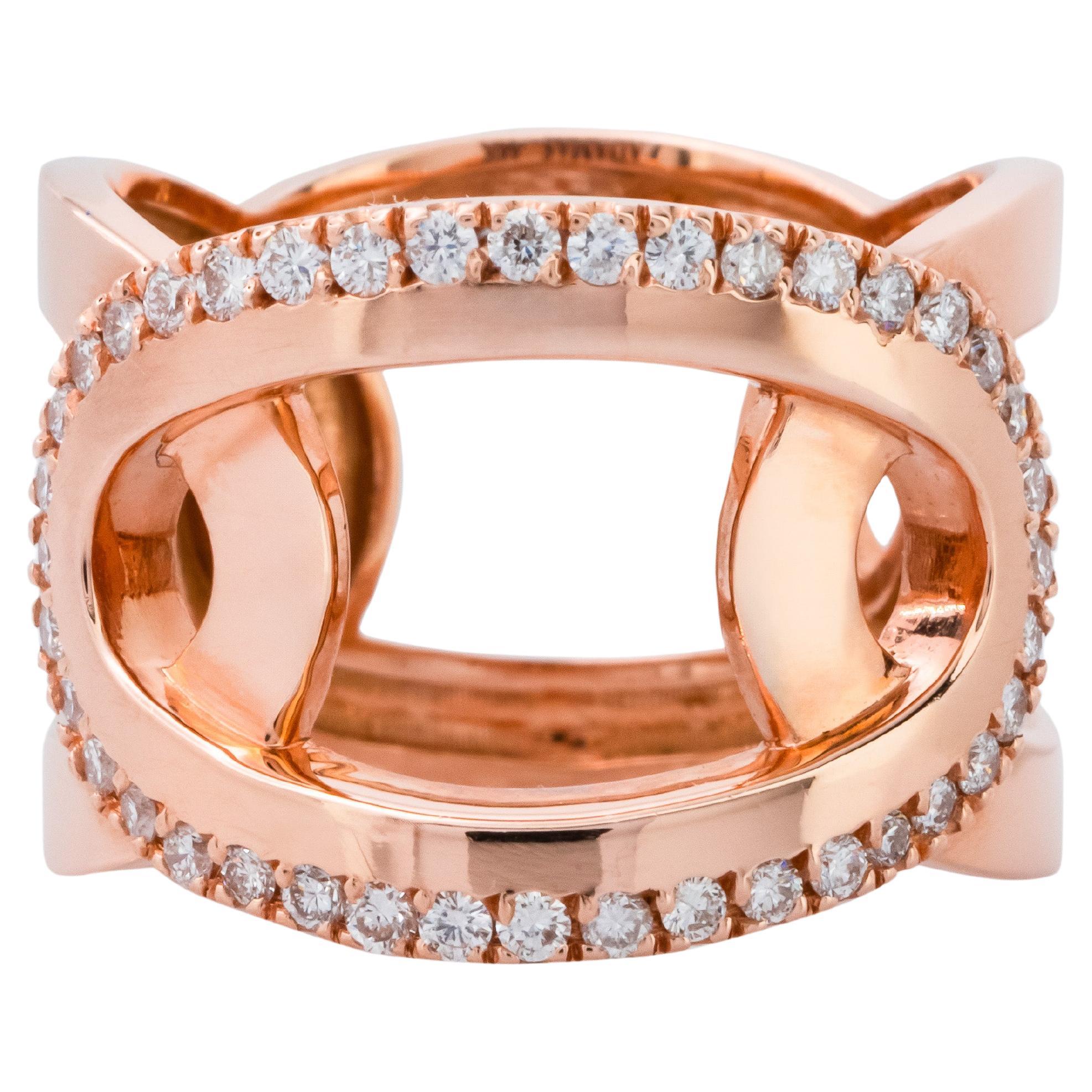 .38 Carat Diamond Rose Gold Open Band Ring  For Sale